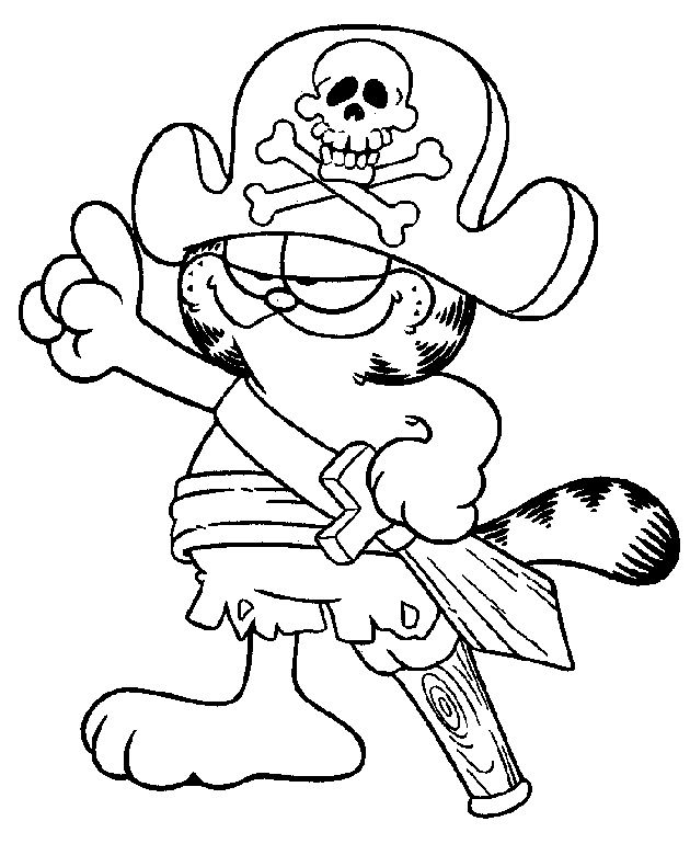 coloriage garfield capitaine pirate